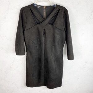 [Bebe] Flirty Black Suede Halter Dress